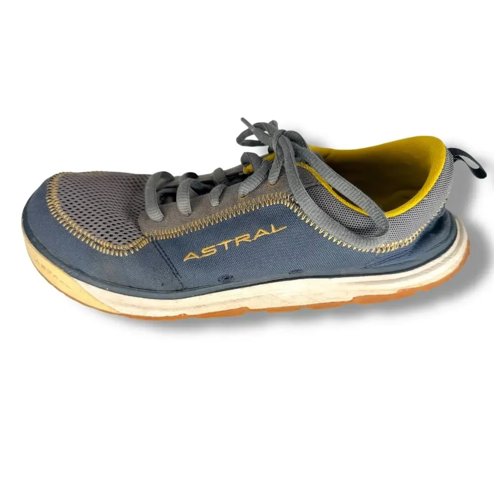 Astral Brewer 2.0 Water Shoes Mens 10 Navy Gray Yellow Minimalist Hiking Boating